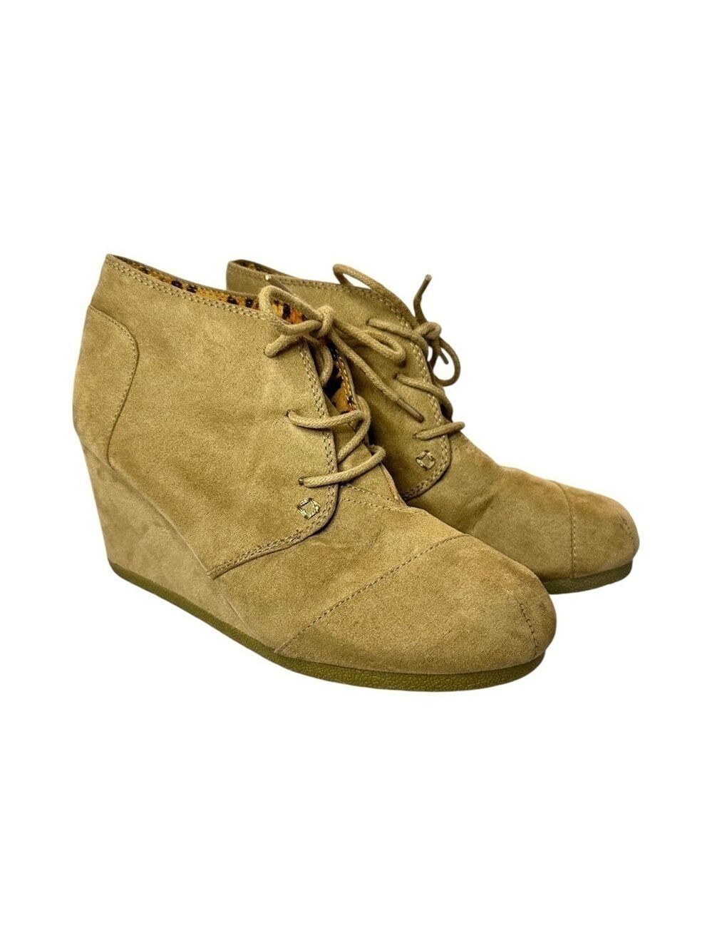 Marbella Edge Bootie Wedge Ankle Boots Taupe Faux Suede Girls Size 4M